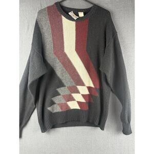 Vintage Forum Sweater Mens Large Geometric Knit Crewneck Made Italy 90s
